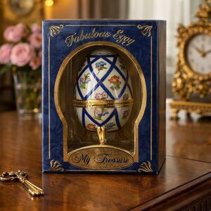 MY TREASURE FABULOUS EGG GENUINE PORCELAIN HAND PAINTED /Classic Collectible!￼